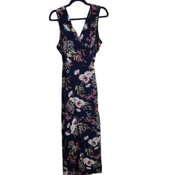 Emmer & Oat Navy Floral Sleeveless Maxi Wrap Dress Size M - Picture 1 of 8